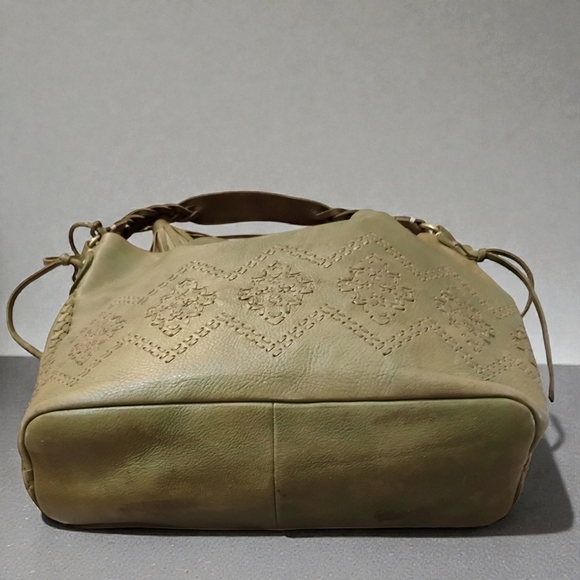 Isabella Fiore Gisela Diamond Stitched Green Leather Hobo - Picture 7 of 10